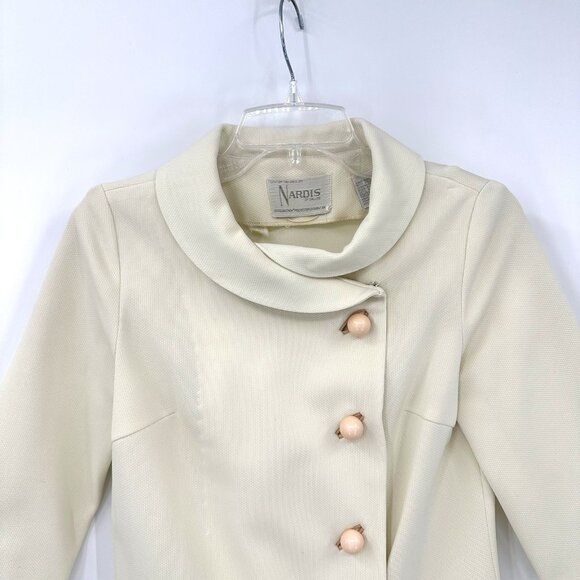 vintage 60s NARDIS OF DALLAS jacket blazer ivory MEDIUM go-go peter pan collar - Picture 3 of 12